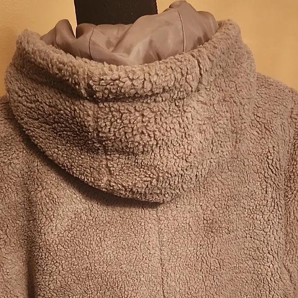 Boston Design Studio Tan Teddy Plush Hooded Winter Coat XLT Tall - Picture 5 of 7